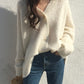 Manteau pull ample à col en V, manteau cardigan tricoté 151