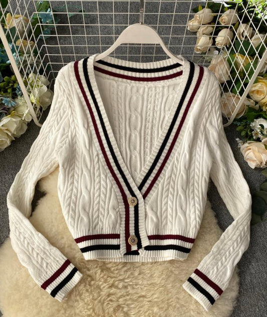 New style v neckline loose sweater long sleeve sweater sweater coat spring and autumn clothing  158