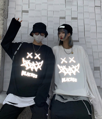 T-shirt reflective long sleeve T-shirt couple T-shirt  322