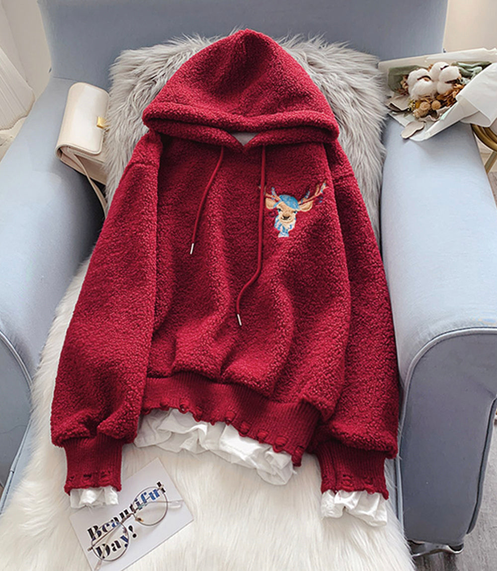 Cute lamb wool hoodie  217