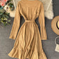 A line v neck long sleeve dress  203