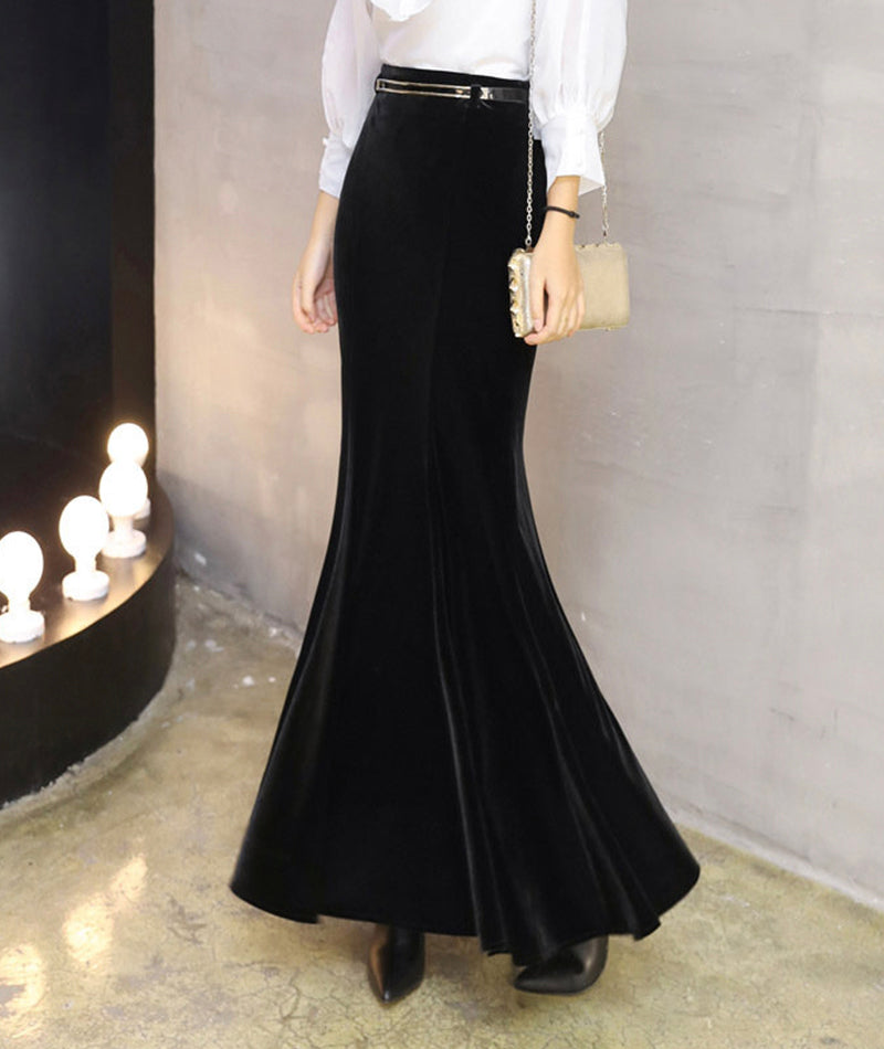 Mermaid velvet long skirt  3483