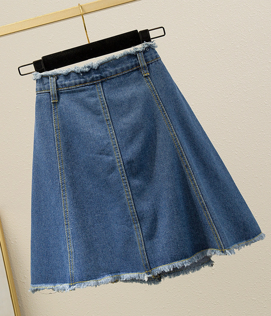 Cute A line denim skirt  3516