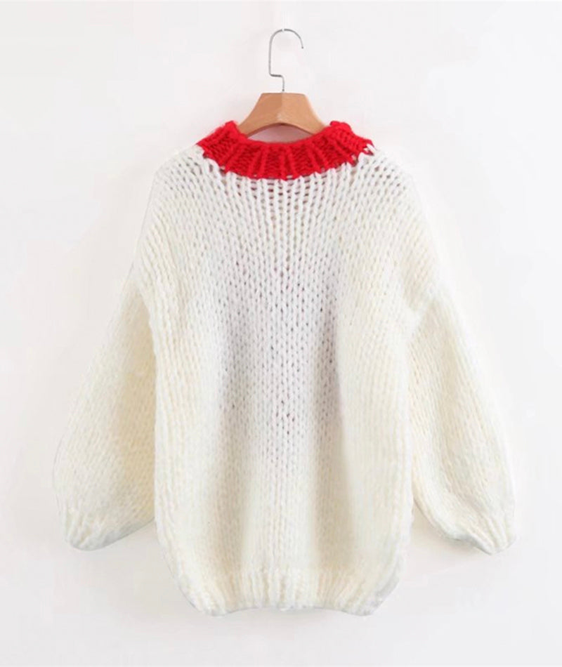 Cute heart hand knitted sweater  111