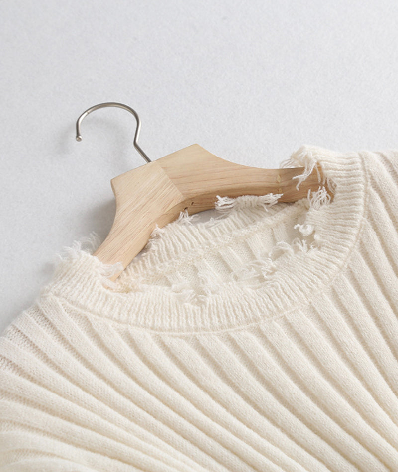 White fringed sweater white long-sleeved sweater top  110