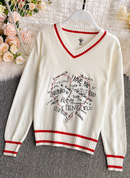 Sweater long sleeve multilingual "I love you" sweater  091