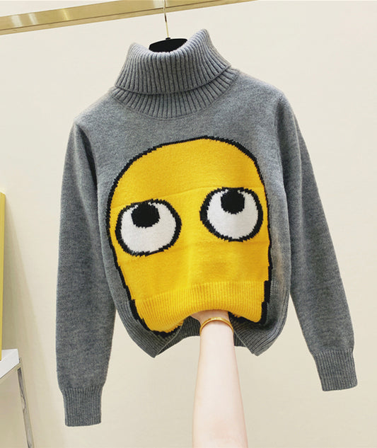 Cute big eyes sweater turtleneck sweater  096