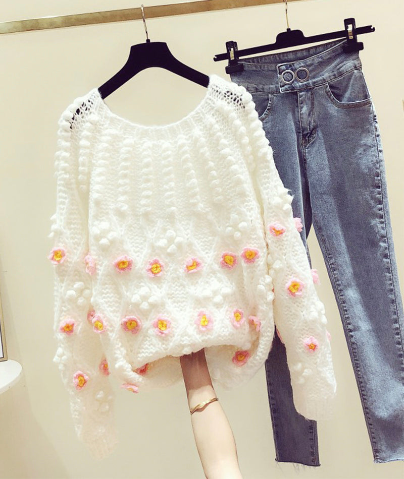 Lovely flowers long sleeve sweater  119