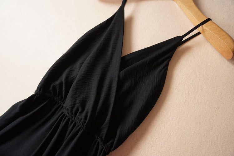 Robe de plage sexy à bretelles et col en V et dos nu 3274