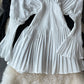 High end temperament pleated white dress  2729