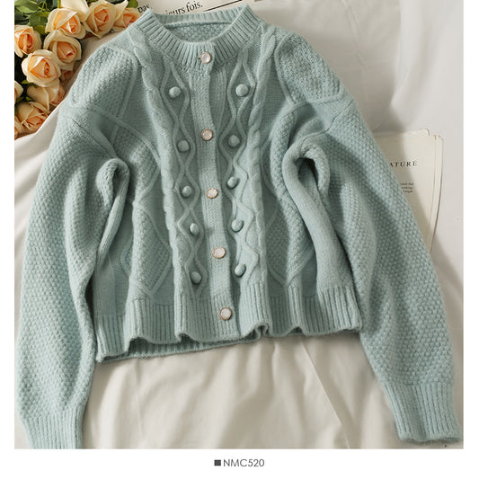 Pull cardigan haut en treillis de diamant pull à manches longues mode 1829