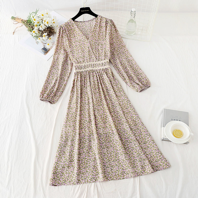 New French tea break early spring chiffon skirt long  2313