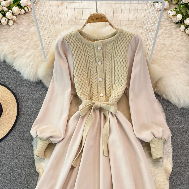 Robe en maille torsadée à col ras du cou 3267
