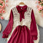 Robe coréenne à manches longues et taille fine avec nœud 2862