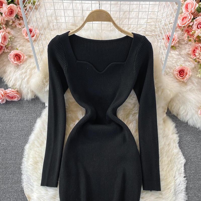 Small fragrance knitted dress French Retro  3074