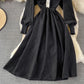 Koreanisches Strickkleid mit hoher Taille und Rundhalsausschnitt 3369