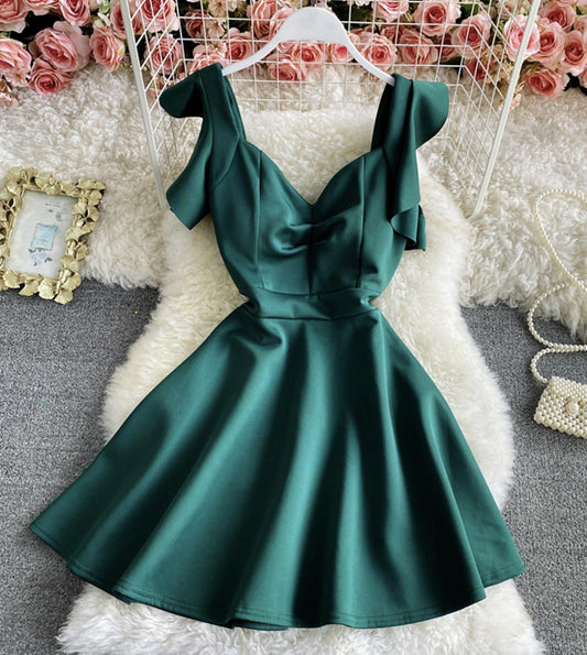 Cute A line backless short dress  1323