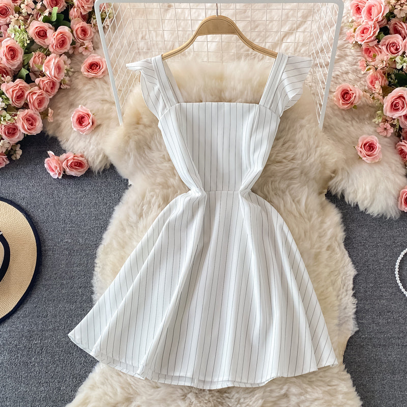Backless striped strapless dress  2790