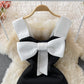 Light luxury celebrity dress open back suspender skirt large bow slim fit  2730