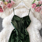 Robe en velours Hepburn vintage fendue Robe à bretelles sans bretelles 3142