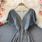 Robe col rond en soie brillante au tempérament noble et élégant 2986