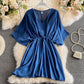 Robe courte polyvalente à taille rajeunissante unie 3188