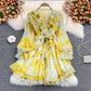 Robe en mousseline fleurie à volants et col en V 2854