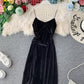 Sexy velvet dress women's slim V-neck suspender skirt  2713