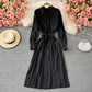 Robe mi-longue ample et ajustée à revers simple boutonnage 3245