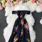 Robe fleurie sans bretelles à une épaule et à la mode 2927