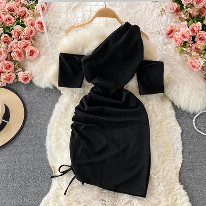 Pleated tight slim elastic Hip Wrap bottomed skirt  3249