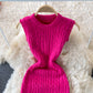 Irregular sleeveless vest knitted dress  2712
