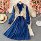 Robe coréenne à manches longues et taille fine avec nœud 2862