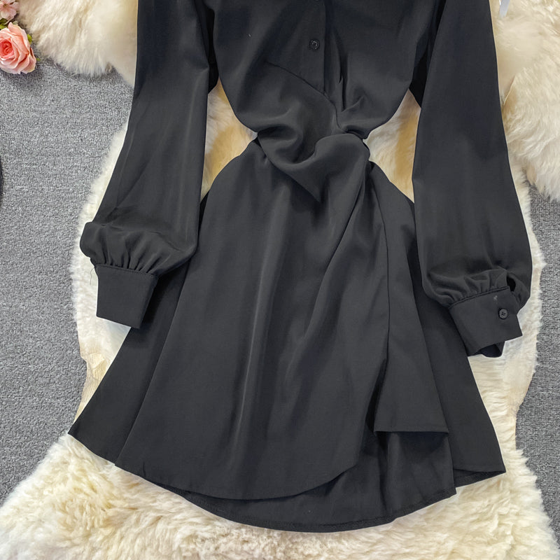 Chemise-jupe trapèze irrégulière à manches longues et coupe slim 2860
