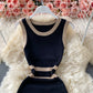Fashion contrast color stitching slim wrap hip skirt  2736
