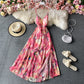 Backless suspender strapless dress with ragged waist  2837