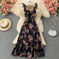 Robe à volants mi-longue à motif floral avec nœud papillon 3316