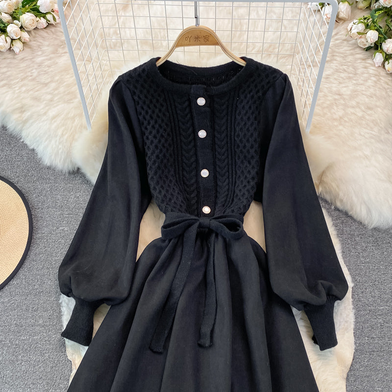 Robe en maille torsadée à col ras du cou 3267