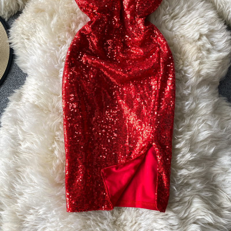 Robe à sequins slim à la taille 2828