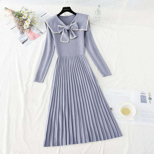Hepburn style long pleated bottom temperament slim fit inner skirt  2306