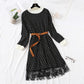 Polka Dot Plaid floral long skirt with lace bottom skirt is thin and tall  2460