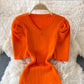 Robe portefeuille à manches bouffantes et col en V 2895