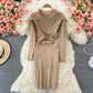 Age reducing sweet baby collar tight elastic knitted dress  2914