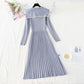 Hepburn style long pleated bottom temperament slim fit inner skirt  2306