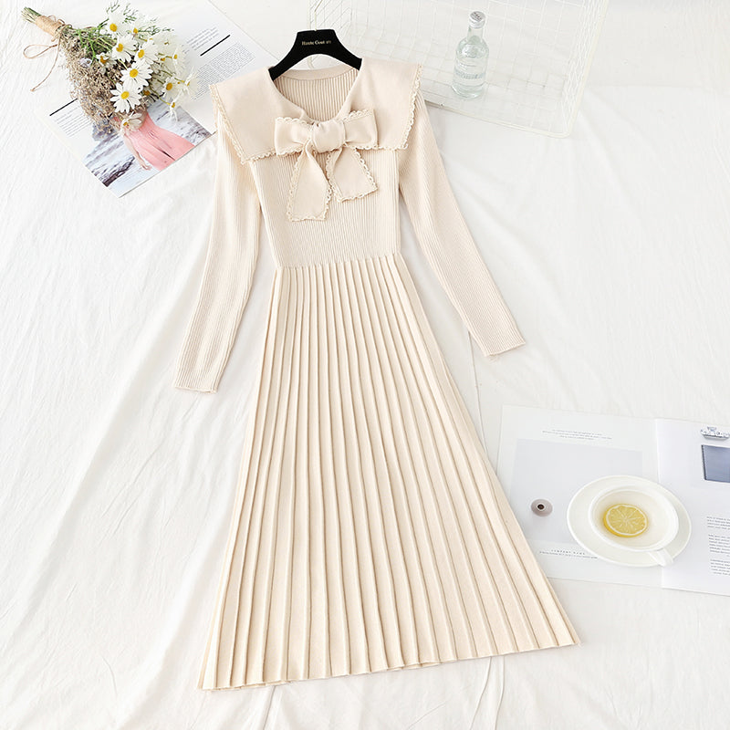 Hepburn style long pleated bottom temperament slim fit inner skirt  2306