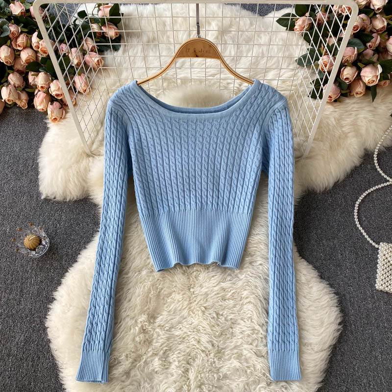 Pull en maille coupe slim à manches longues 1599