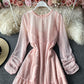 Robe en mousseline à taille étroite et manches longues 3029
