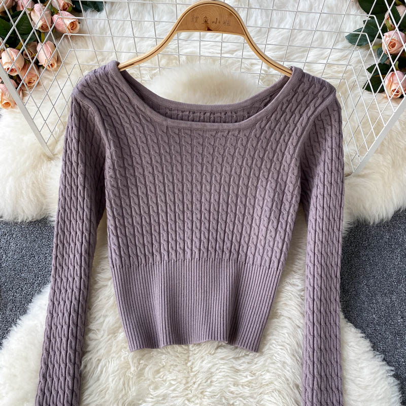 Pull en maille coupe slim à manches longues 1599