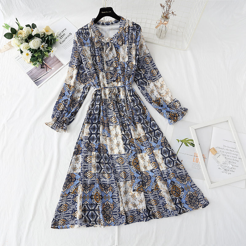 Super slim waist temperament floral dress women  2161