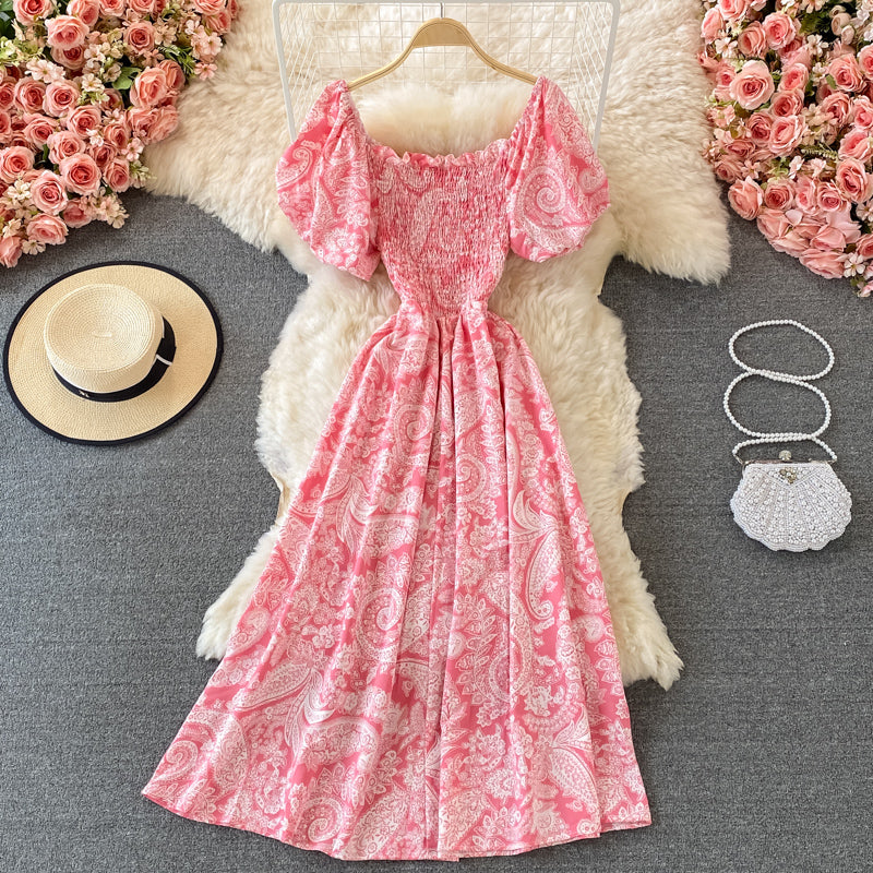 Robe slim à col carré et manches bouffantes 3061